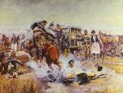 Charles M Russell Bronc to Breakfast oil painting artist